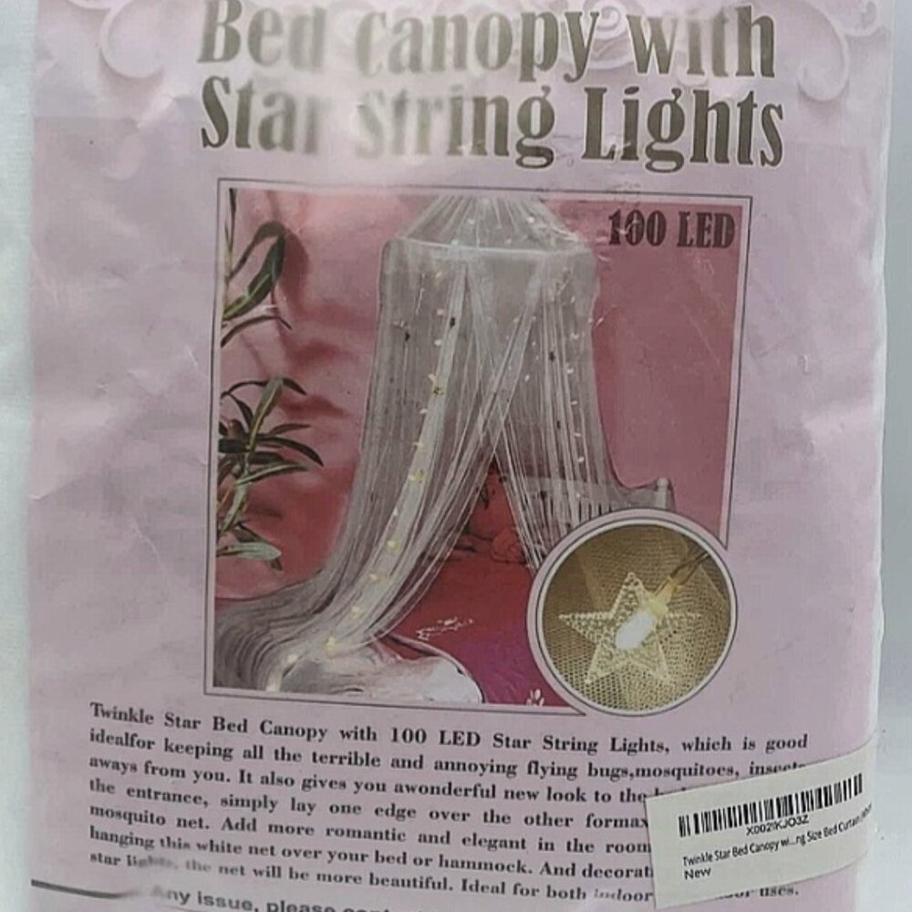 Twinkle Star Bed Canopy With 100 Star String Lights
